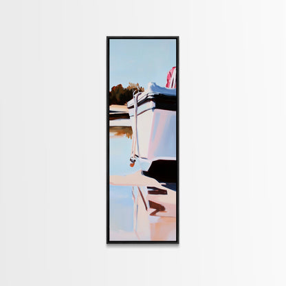 Lakeside Escape, Tranquil Water Scene, Nature Serenity, Framed Canvas Print, Coastal Home Decor, Peaceful Wall Art, Minimalist Art