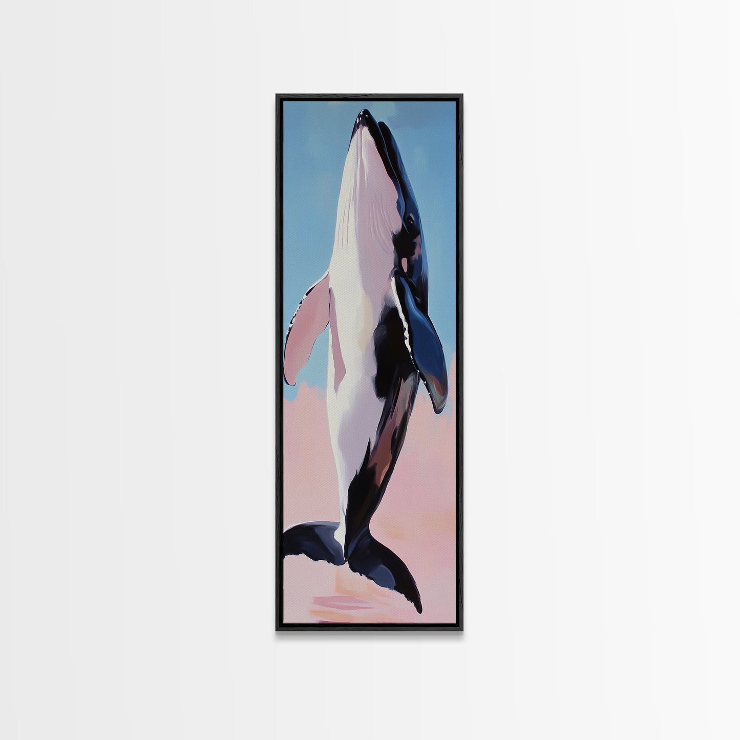 Jumping Whale, Ocean Waves, Marine Life, Canvas Print, Nautical Wall Art, Beach House Decor, Blue Coastal Art, Living Room Wall Art