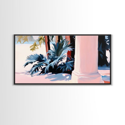 Palm Tree Painting, Coastal Tropical Art, Minimalist Summer Aesthetic, Soft Pastel Beach Decor, Boho Home Wall Art, Canvas Print