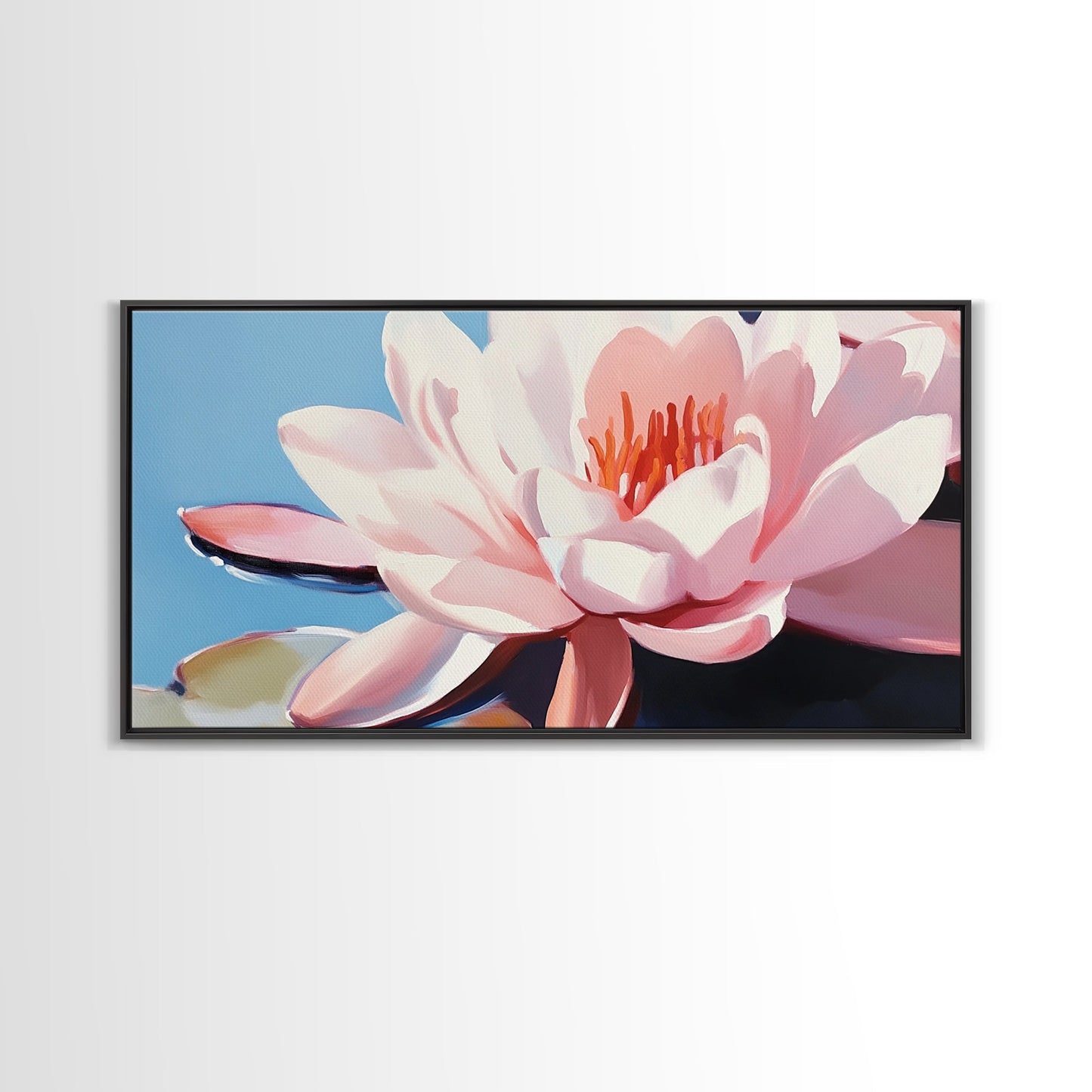 Seerosenblüte, florales Wandbild, Zen-Botanischer Druck, minimalistische Naturdekoration, moderne, ruhige Kunst, Leinwanddruck fürs Badezimmer