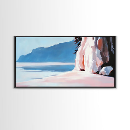 Cliffside Shoreline, Coastal Nature Print, Ocean Landscape Art, Scenic Beach Decor, Nautical Adventure Wall Art, Office Canvas Print