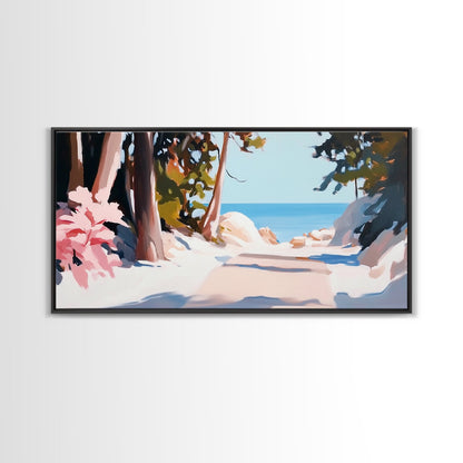 Woodland Path, Lakeside Retreat, Nature Escape, Canvas Print, Rustic Wall Art, Cabin Decor, Landscape Painting, Outdoor Serenity