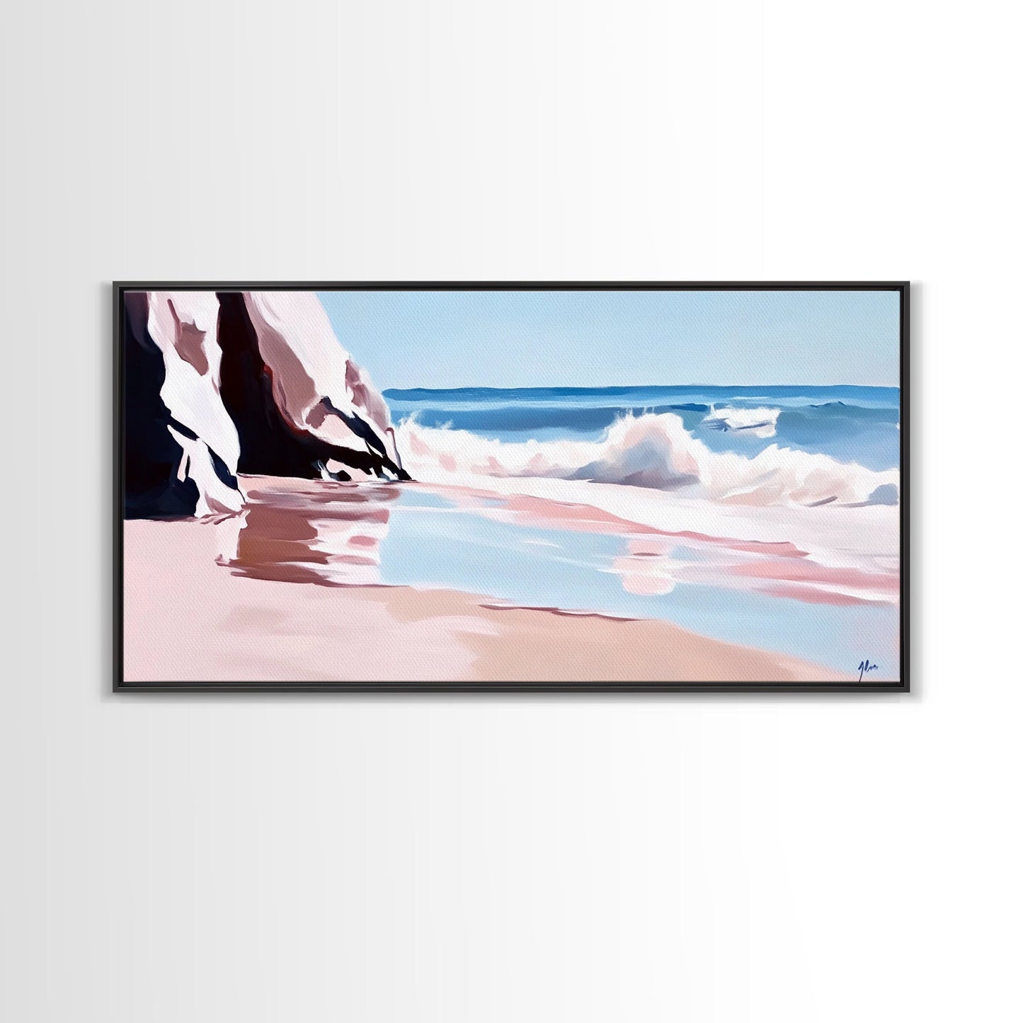 Ocean Waves, Seascape Painting, Beach Aesthetic, Coastal Home Art, Relaxing Seashore, Minimalist Art, Canvas Print, Bathroom Decor