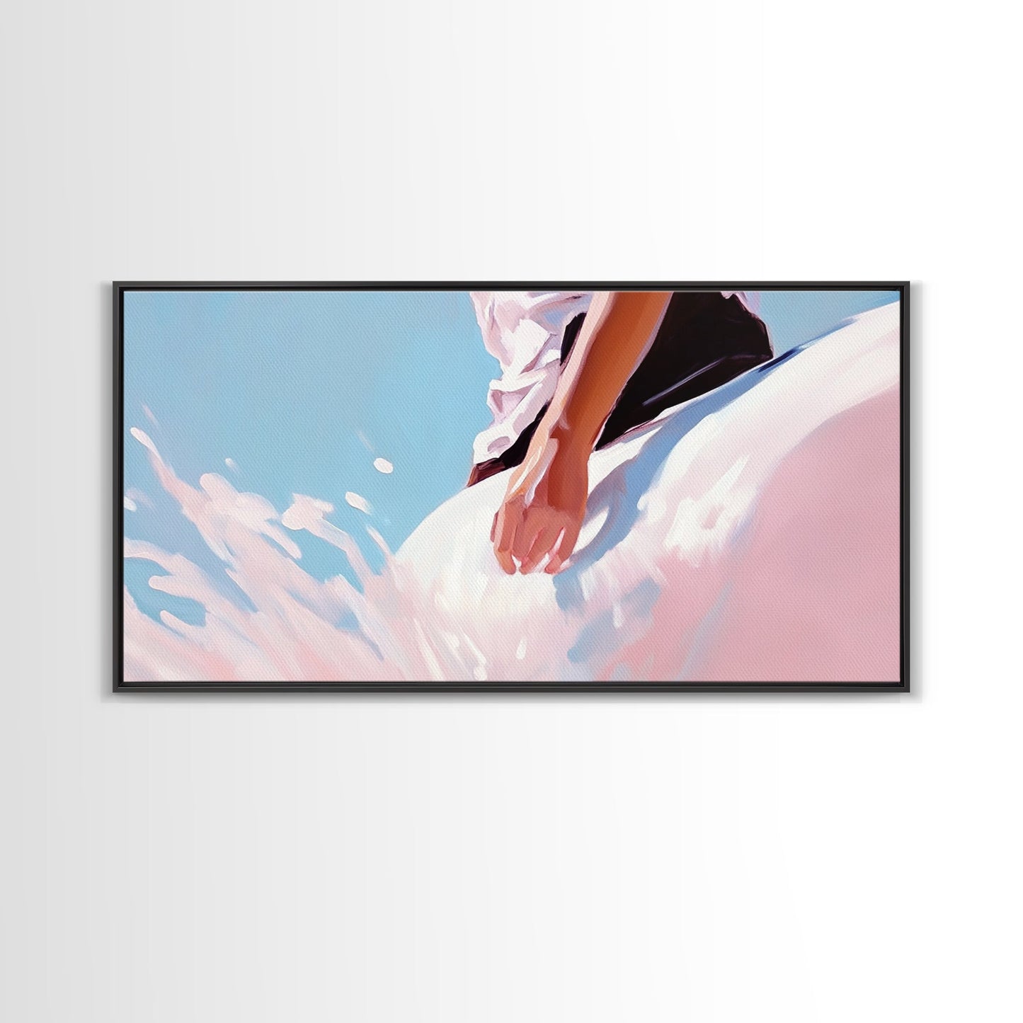 Meeresbrise, surrealer Farbtupfer, Küstenästhetik, moderne Strandkunst, nautische Dekoration, Wandkunst fürs Schlafzimmer, verträumte Pastellkunst, Leinwanddruck