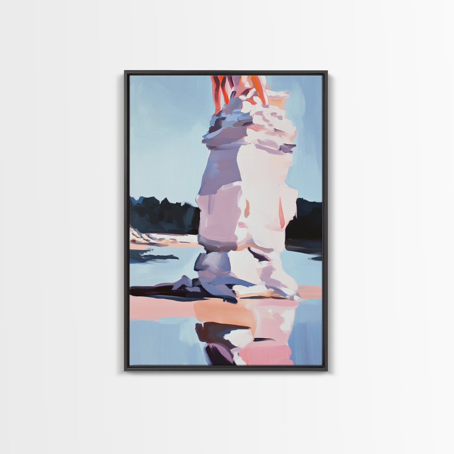 Pink Ice, Abstract, Winter Wall Art, Modern Home Decor, Pastel Landscape, Nature Inspired, Contemporary Art, Framed Canvas Print