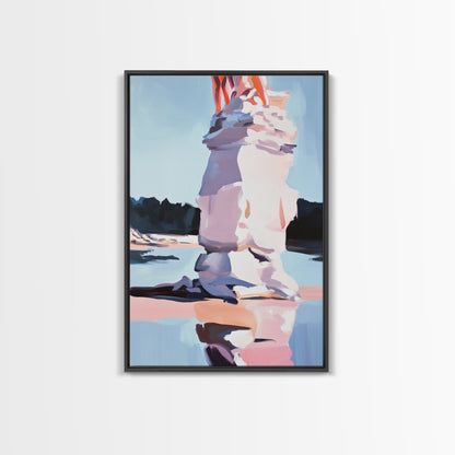 Pink Ice, Abstract, Winter Wall Art, Modern Home Decor, Pastel Landscape, Nature Inspired, Contemporary Art, Framed Canvas Print