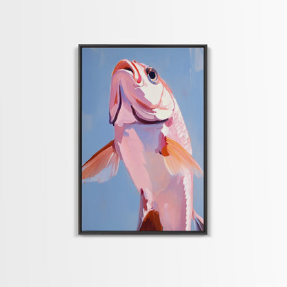 Redfish, Fishing Art, Coastal Decor, Nautical Wall Art, Framed Canvas Print, Beach House Art, Sport Fishing, Ocean Aesthetic