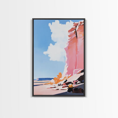 Canyon Landscape, Desert Wall Art, Warm Earth Tone Painting, Western Home Decor, Framed Canvas Print, Modern Rustic Wall Art