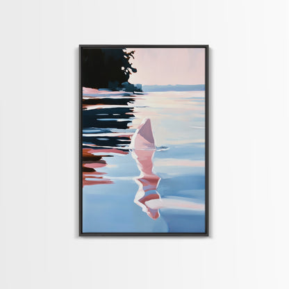 Ocean Reflection, Sunset, Water Art, Framed Canvas Print, Coastal Wall Art, Minimalist Decor, Beach House Art, Modern Seascape