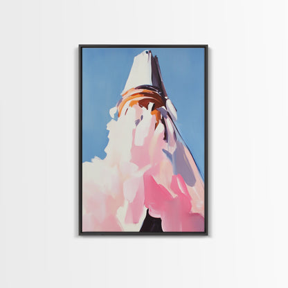 Mountain, Abstract Peak, Modern Landscape, Canvas Print, Blue Wall Art, Minimalist Nature Art, Neutral Wall Decor, Office Wall Art