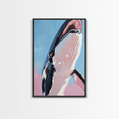 Majestic Whale, Ocean Wonder, Marine Life Art, Contemporary Animal Painting, Coastal Decor, Nautical Wall Art, Framed Canvas Print