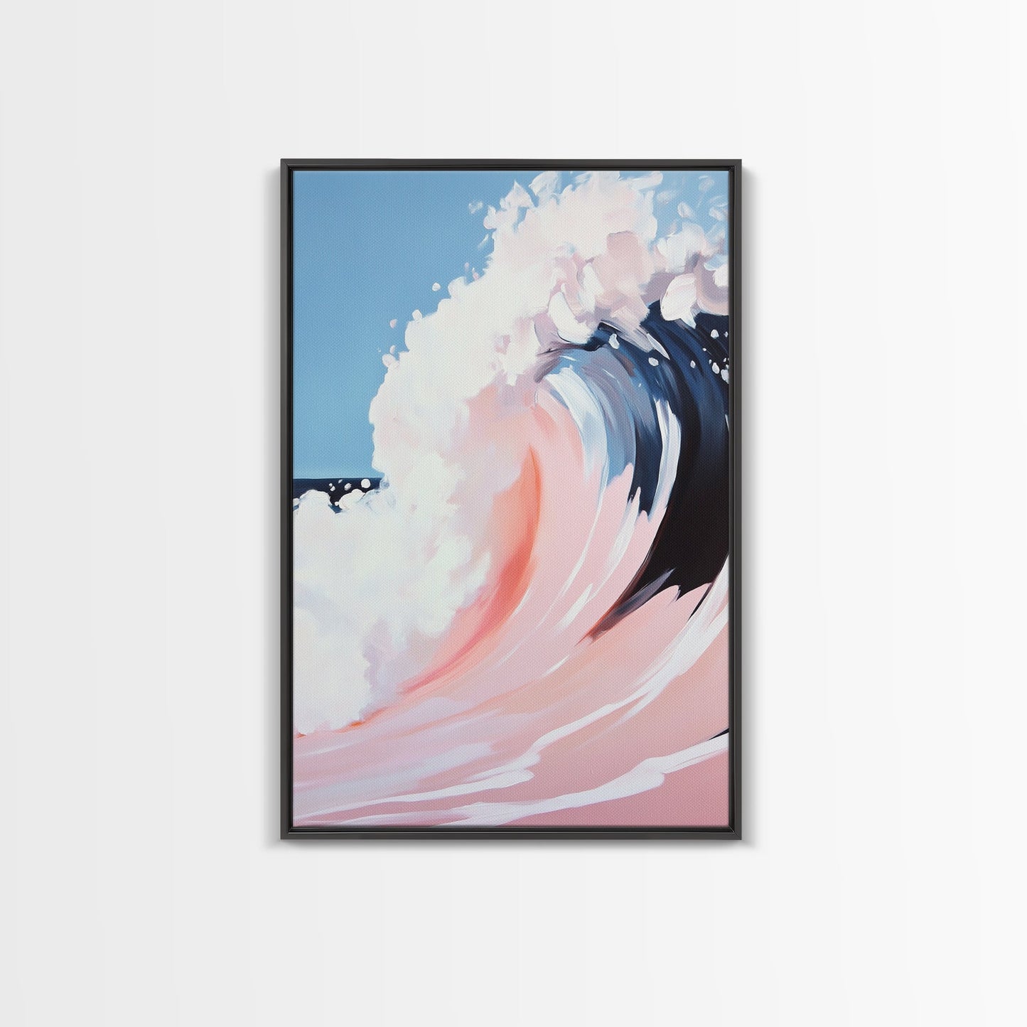 Ocean Wave Painting, Abstract Seascape Art, Modern Coastal Print, Pastel Watercolor Style, Framed Canvas Print, Beach House Wall Art