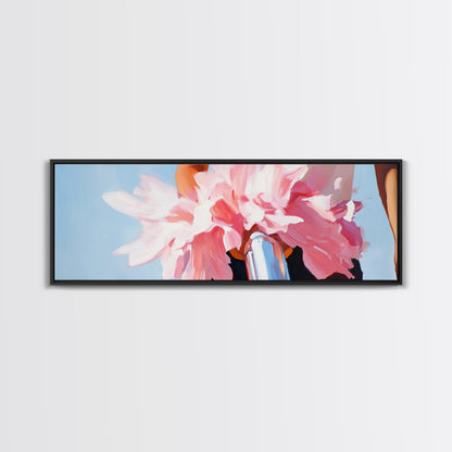 Flower Bicycle, Romantic Aesthetic, Feminine Wall Art, Soft Pastel Painting, Canvas Print, Bedroom Wall Art, French Chic Decor