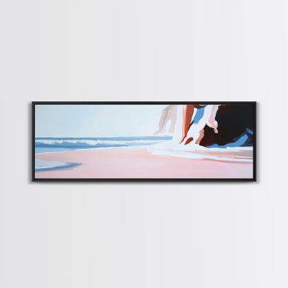 Ocean Waves, Beach Life Art, Tranquil Seascape, Minimalist Coastal Vibe, Framed Canvas Print, Living Room Accent, Serene Blue Decor