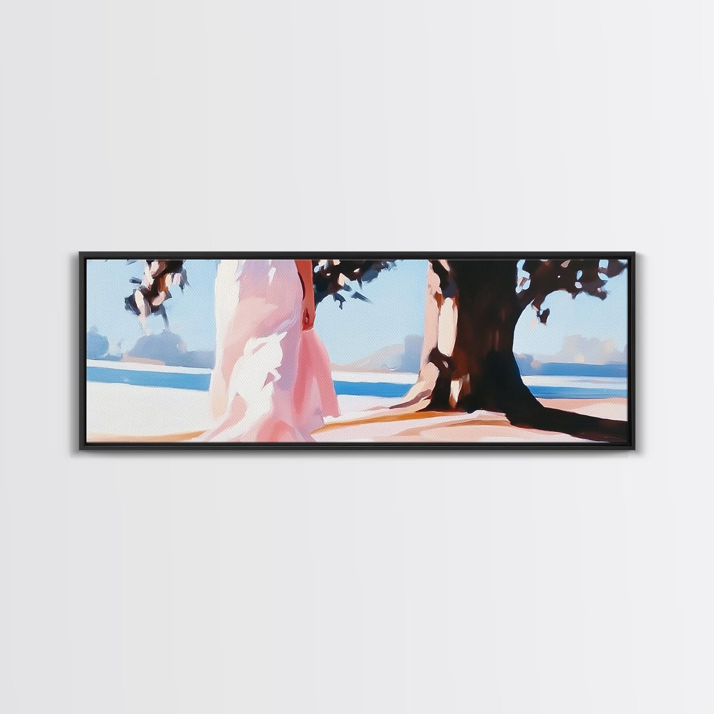 Sunlit Pathway, Dreamy Nature Art, Romantic Forest Scene, Earth Tones, Framed Canvas Print, Cozy Home Decor, Hallway Statement Piece