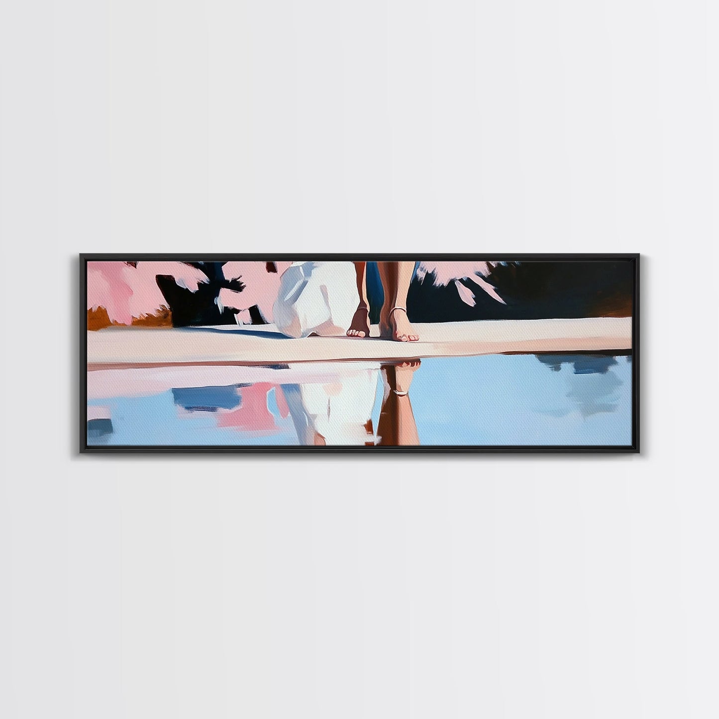 Reflection Beauty, Elegant Aesthetic, Nature Painting, Romantic Minimalism, Framed Canvas Print, Living Room Decor, Feminine Artwork