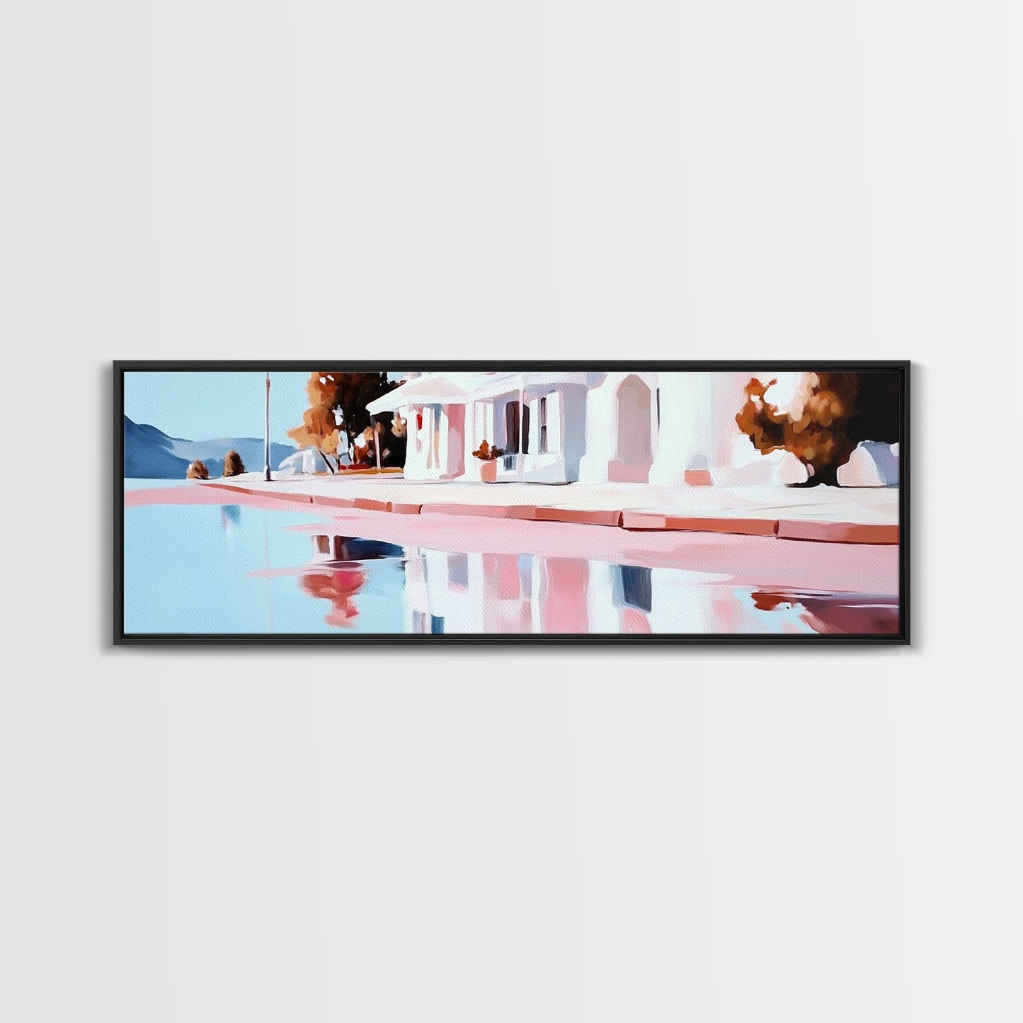 Lakeside House, Reflections, Peaceful Landscape, Canvas Print, Serene Wall Art, Modern Home Decor, Minimalist Artwork, Living Room Accent