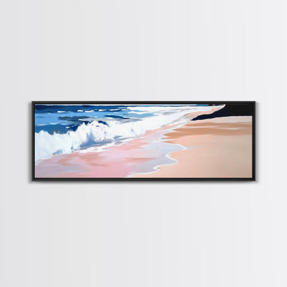 Tropical Shore, Waves Crashing, Serene Ocean, Coastal Canvas Print, Living Room Wall Art, Nautical Decor, Minimalist Beach Art