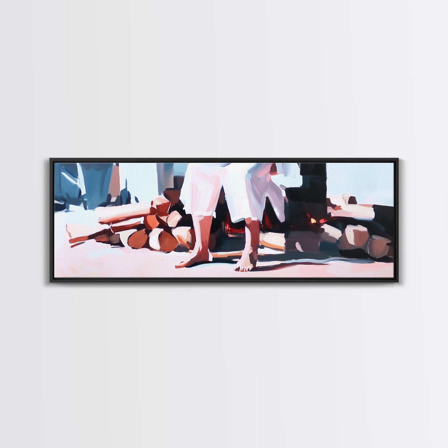 Beach Reflections, Ocean Shore, Summer Vibes, Framed Canvas Print, Coastal Wall Decor, Seascape Painting, Minimalist Beach Art