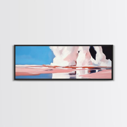 Ocean Reflection, Pink Waves, Abstract Seascape, Modern Coastal Art, Minimalist Decor, Framed Canvas Print, Living Room Wall Art