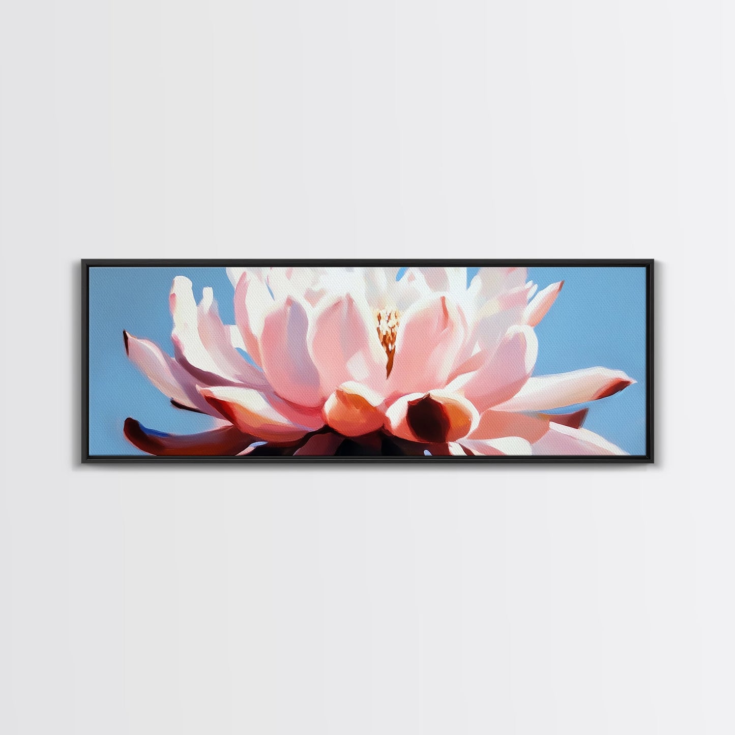 Pink Lotus, Floral Wall Art, Elegant Home Decor, Framed Canvas Print, Feminine Aesthetic, Botanical Art, Water Lily Painting