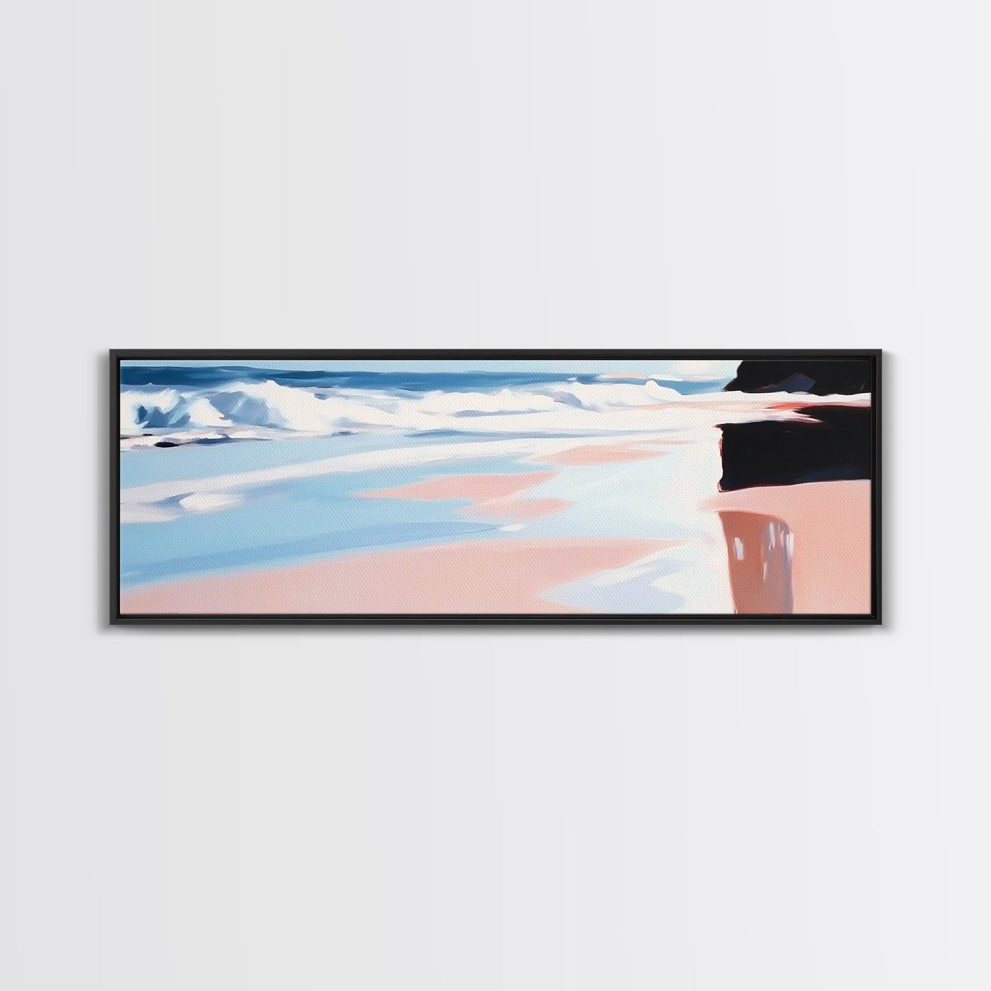 Ocean Waves, Coastal Wall Art, Beach House Decor, Framed Canvas Print, Relaxing Blue Tones, Nautical Aesthetic, Summer Art