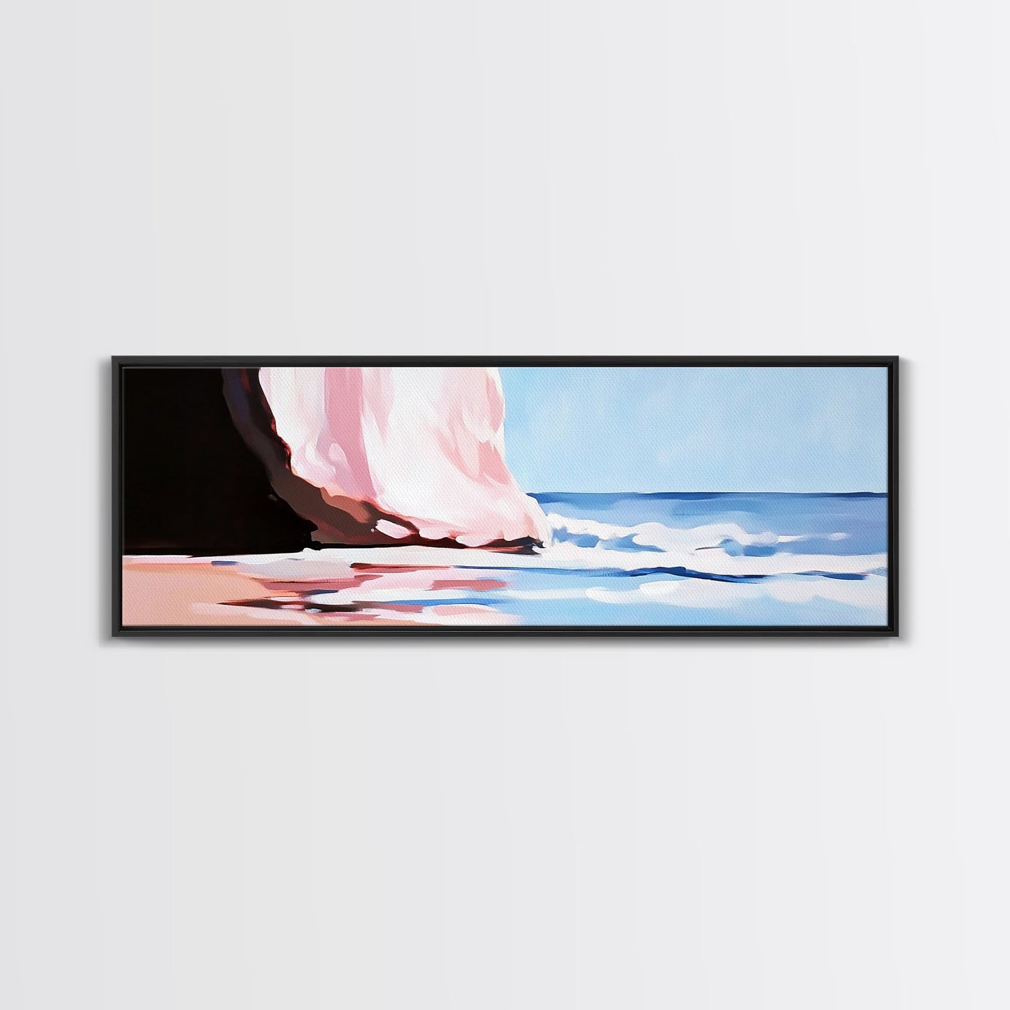 Waves, Beach Reflection, Seaside Serenity, Minimalist Decor, Framed Canvas Print, Coastal Aesthetic, Nautical Art, Living Room Wall Art