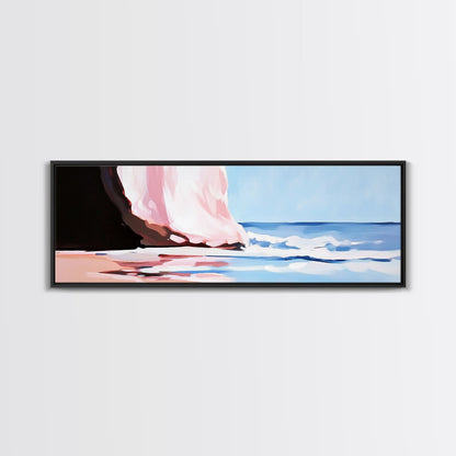 Waves, Beach Reflection, Seaside Serenity, Minimalist Decor, Framed Canvas Print, Coastal Aesthetic, Nautical Art, Living Room Wall Art