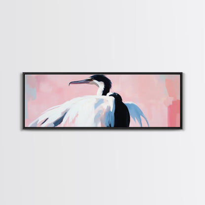 Graceful Heron, Coastal Bird Art, Minimalist Nature Decor, Canvas Print, Serene Wildlife, Living Room Wall Art, Boho Beach House