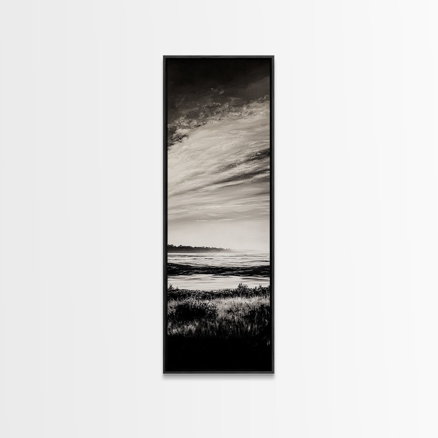 Black White, Seascape Art, Coastal Print, Framed Canvas Print, Monochrome Wall Art, Beach House Decor, Large Art, Living Room Artwork
