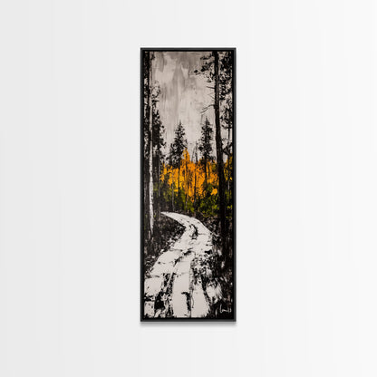 Autumn Forest Path, Fall Landscape Art, Woodland Painting, Nature Wall Art, Rustic Decor, Modern Wall Print, Framed Canvas Print