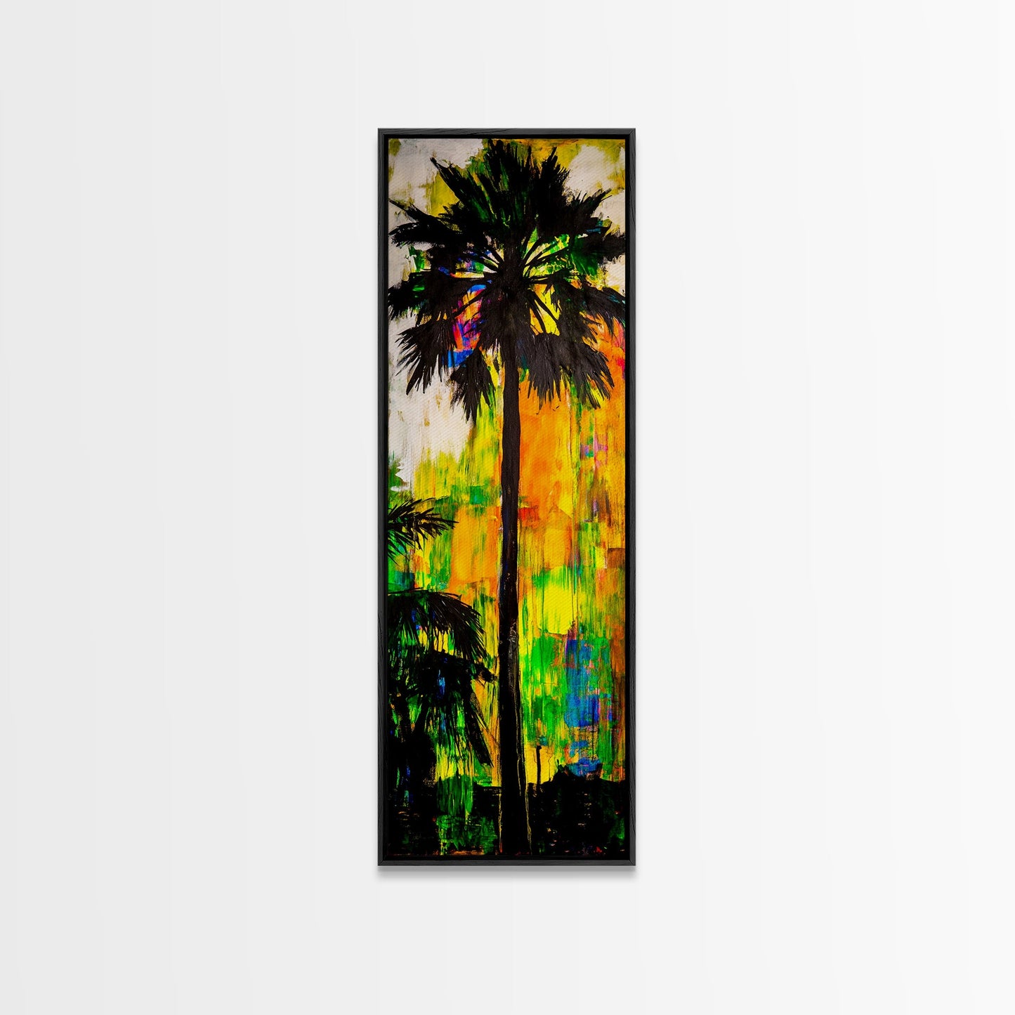 Palm Tree Sunset, Tropical Wall Art, Colorful Beach Decor, Boho Island Art, Vibrant Home Print, Living Room Art, Framed Canvas Print