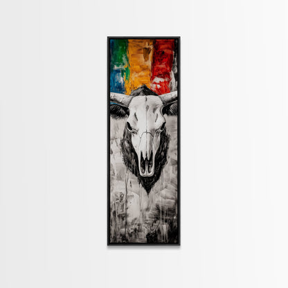 Skull, Western, Rustic, Canvas Print, Cowboy Wall Art, Southwestern Decor, Bold Statement Art, Boho Farmhouse, Eclectic Home Decor