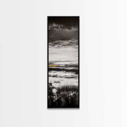 Moody Landscape Art, Black and White Painting, Nature Inspired Wall Decor, Rustic Home Accent, Modern Minimalist Style, Canvas Print