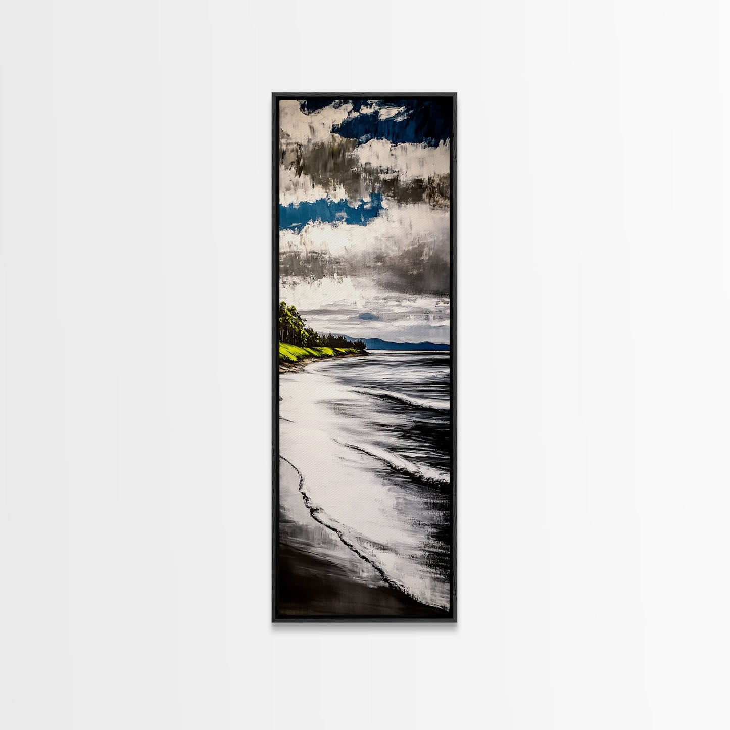 Coastal Shoreline, Blue and Green Art, Beach Wall Art, Ocean Canvas Print, Nautical Home Decor, Large Wall Art, Modern Living Room Art