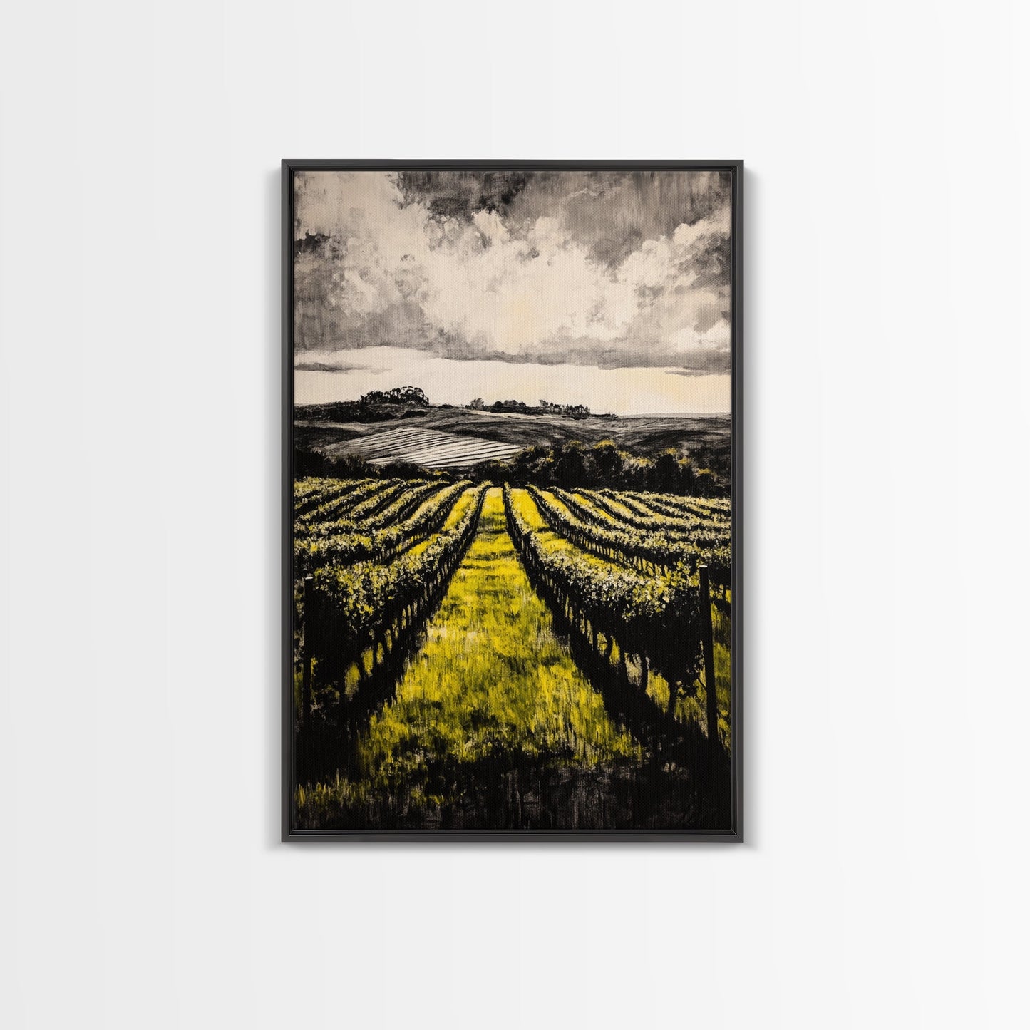 Vineyard Path, Rolling Hills, Rustic Landscape, Canvas Print, Country Farmhouse Art, Kitchen Wall Decor, Wine Lover Gift, Fall Vibes