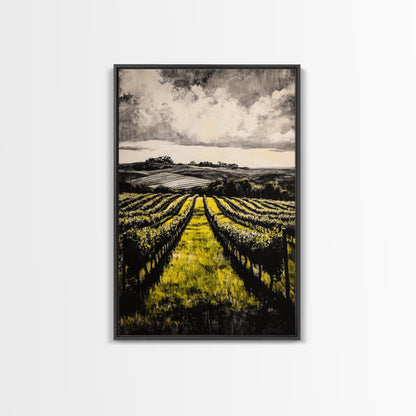 Vineyard Path, Rolling Hills, Rustic Landscape, Canvas Print, Country Farmhouse Art, Kitchen Wall Decor, Wine Lover Gift, Fall Vibes