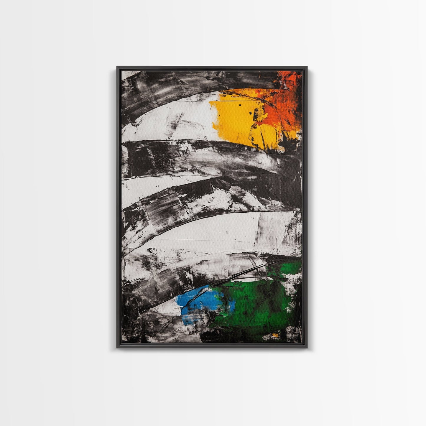 Abstract Curves, Black and White, Modern Art, Bold Colors, Minimalist Painting, Contemporary Style, Statement Piece, Canvas Print