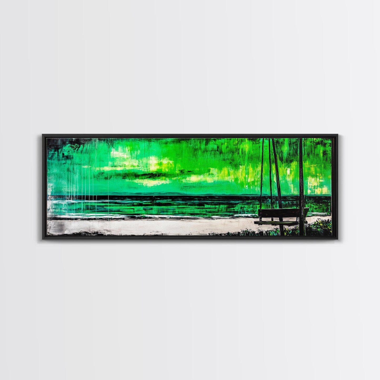 Green Serenity, Abstract Landscape, Canvas Print, Dreamy Wall Art, Vibrant Home Decor, Modern Bedroom Art, Minimalist Painting