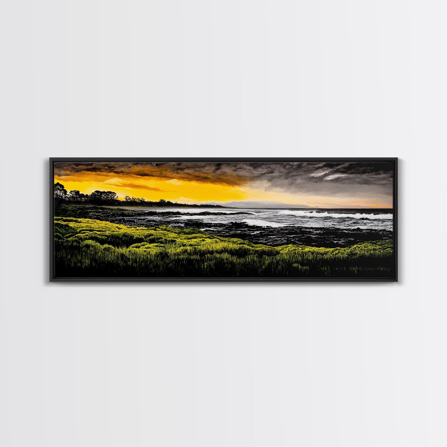 Sunset Coast, Ocean Wall Art, Seascape Print, Framed Canvas Print, Coastal Decor, Modern Art, Beach House, Nature Wall Art