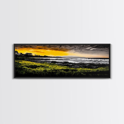 Sunset Coast, Ocean Wall Art, Seascape Print, Framed Canvas Print, Coastal Decor, Modern Art, Beach House, Nature Wall Art