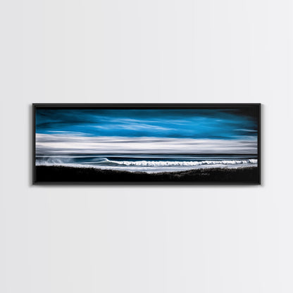 Ocean Wave, Coastal Seascape, Framed Canvas Print, Nautical Wall Art, Beach House Decor, Blue Wave Painting, Living Room Artwork, Minimalist Art