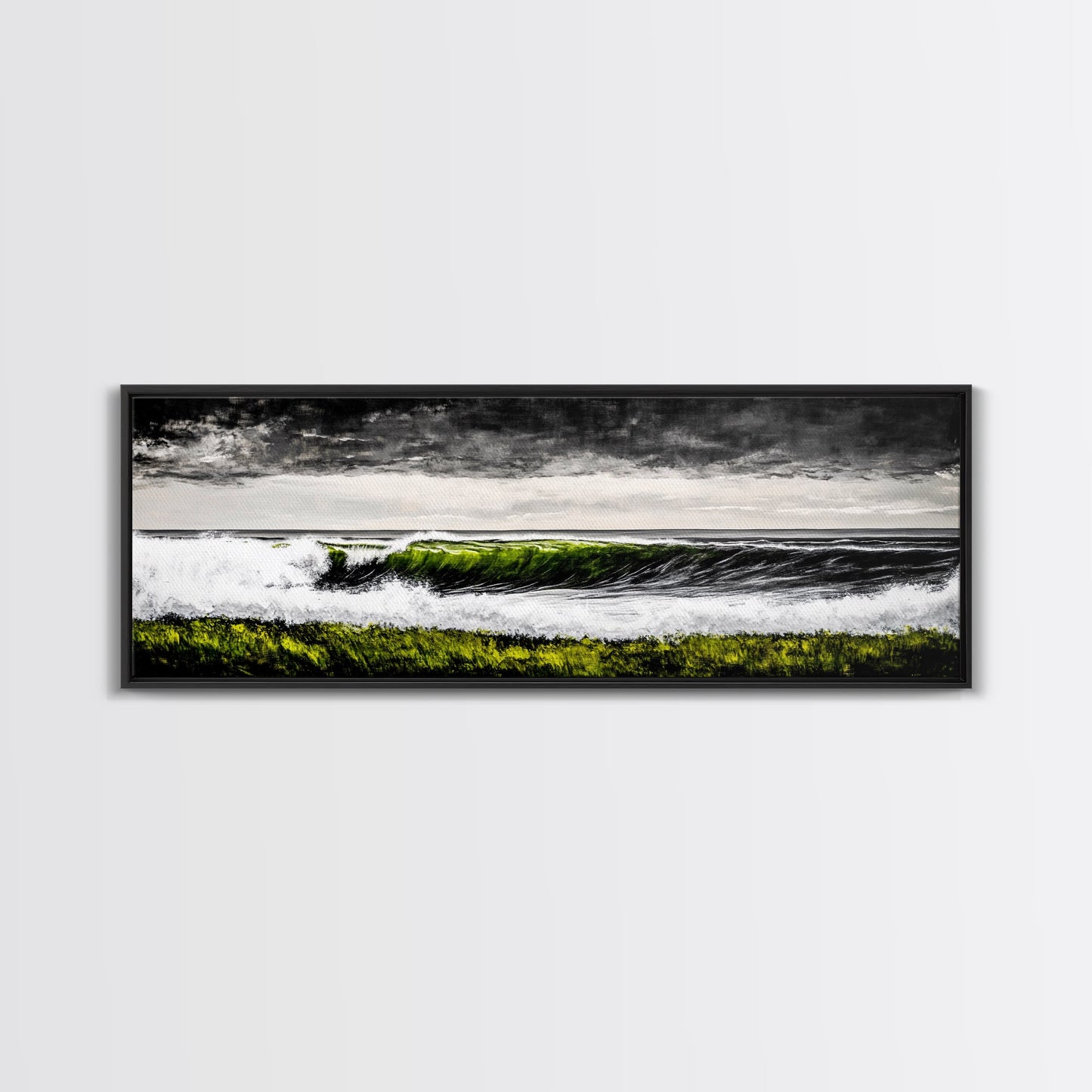 Ocean Wave, Coastal Wall Art, Black and White Print, Framed Canvas Print, Nautical Decor, Surf Art, Modern Home Decor