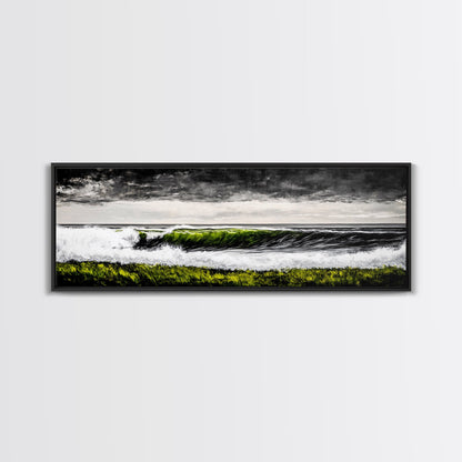 Ocean Wave, Coastal Wall Art, Black and White Print, Framed Canvas Print, Nautical Decor, Surf Art, Modern Home Decor