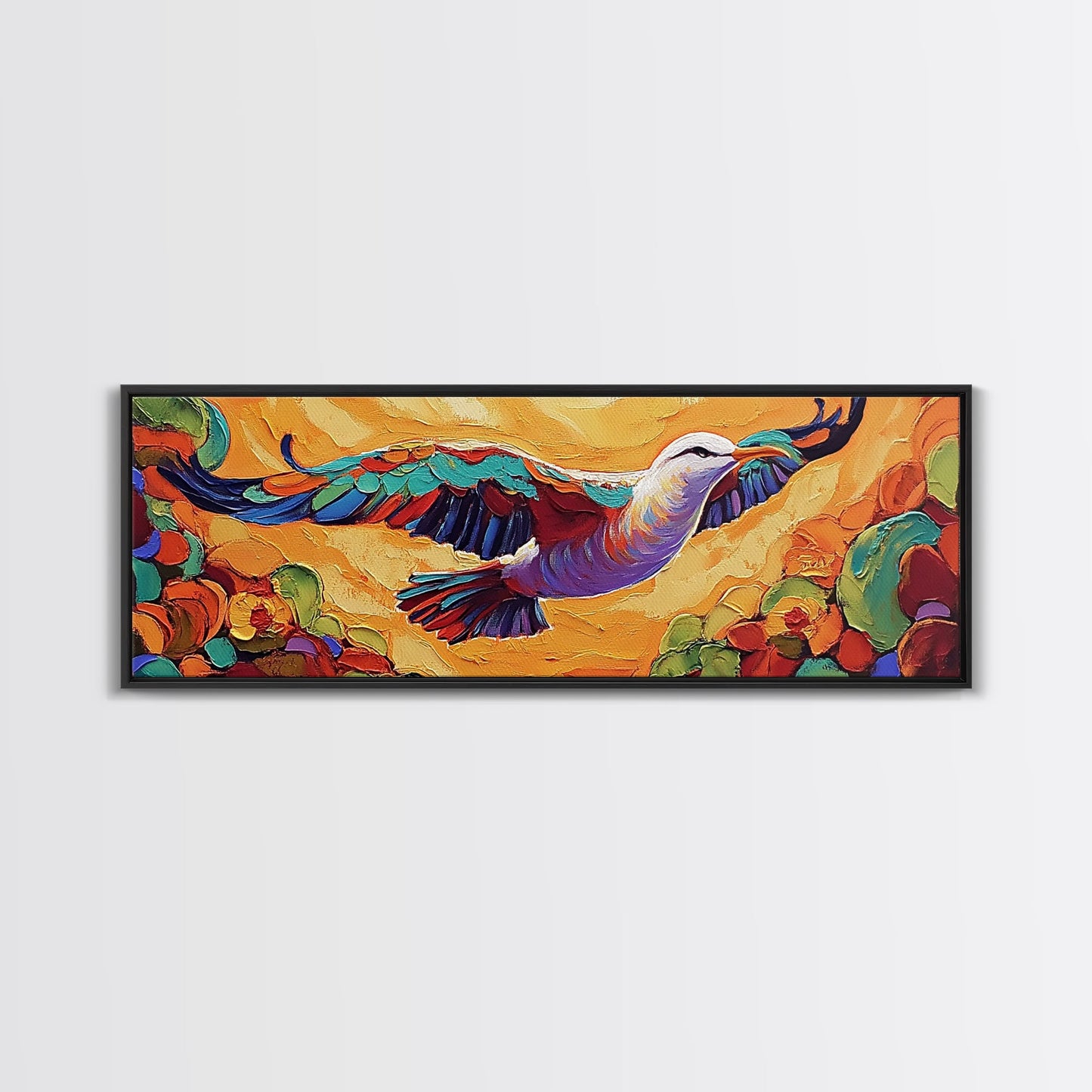 Soaring Bird, Colorful Flight, Nature Bird Art, Desert Skies, Framed Canvas Print hallway wall decor, boho art, inspirational wall piece