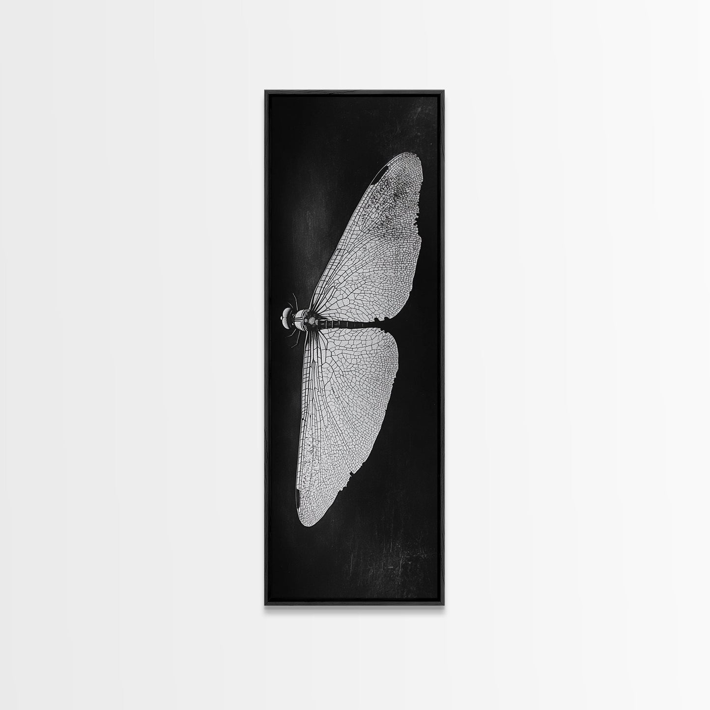 Dragonfly Wings Macro, Nature Insect Print, Detailed Bug Art, Minimalist Scientific Wall Decor, Framed Canvas Print, Study Room Art