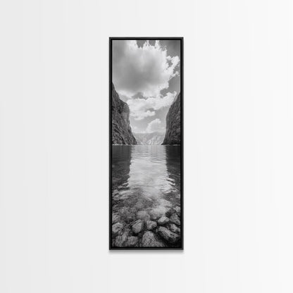Canyon Lake, Majestic Water, Mountain Reflections, Nature Serenity, Minimalist Art, Canvas Print, Living Room Wall Art, Adventure Vibes