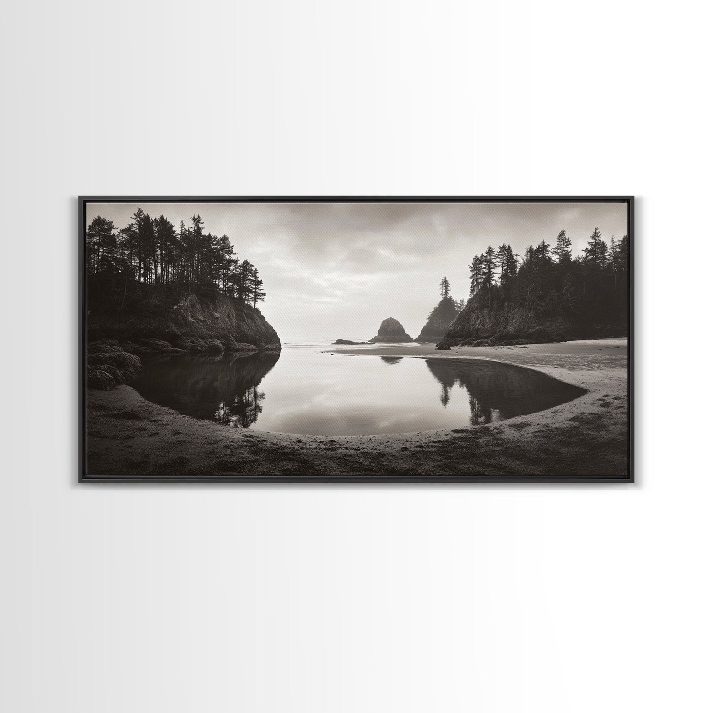 Tranquil Cove View, Forest Meets Ocean, Pacific Northwest Art, Canvas Print, Living Room Wall Art, Nature Photography, Calm Aesthetic