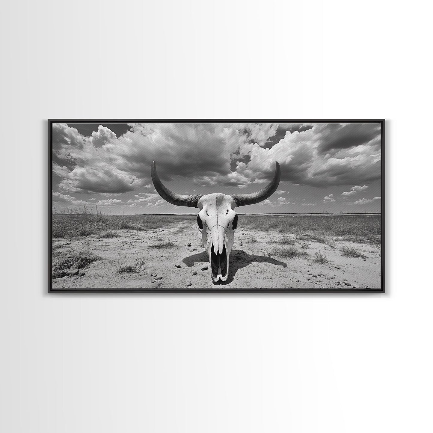 Cow Skull, Desert Bones, Wild West Skull, Country Vibe Decor, Canvas Print, Western Wall Art, Rustic Bedroom or Hallway Accent