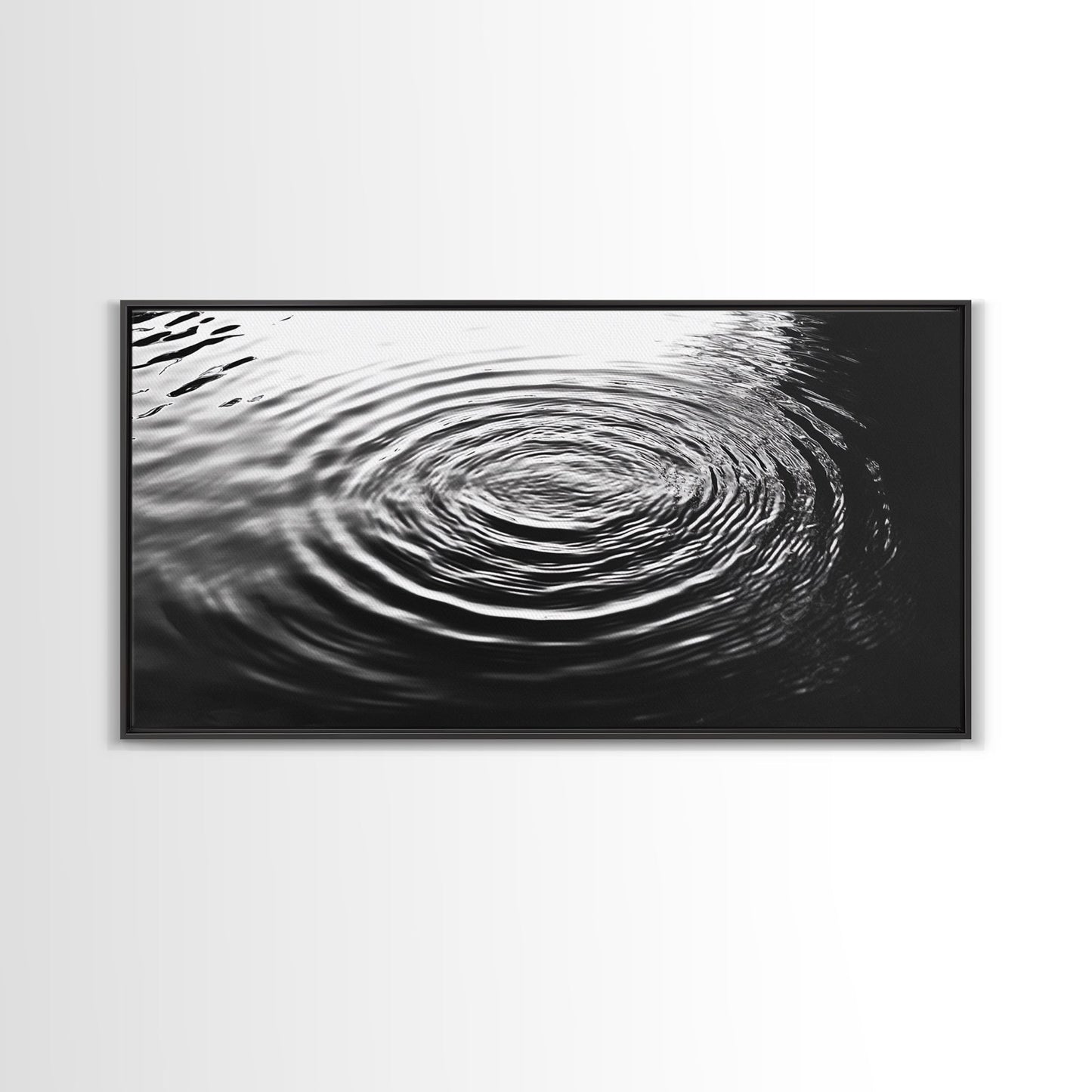 Zen-Motiv „Wasserwellen“, abstrakte Bewegung, monochrome Fluid Art, Leinwanddruck, moderne minimalistische Wandkunst, Badezimmer- oder Spa-Raumdekoration